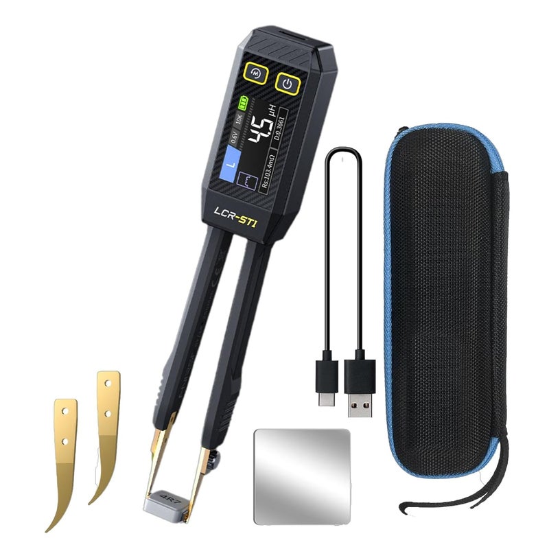 VQP LCR-ST1 LCR Meter, 100Hz/1kHz/10kHz LCR Meter Tweezers, Mini Smart SMD Tester ESR Meter, Diode Continuity Tester, Inductance Capacitance Meter, Auto Component Recognition - Image 1